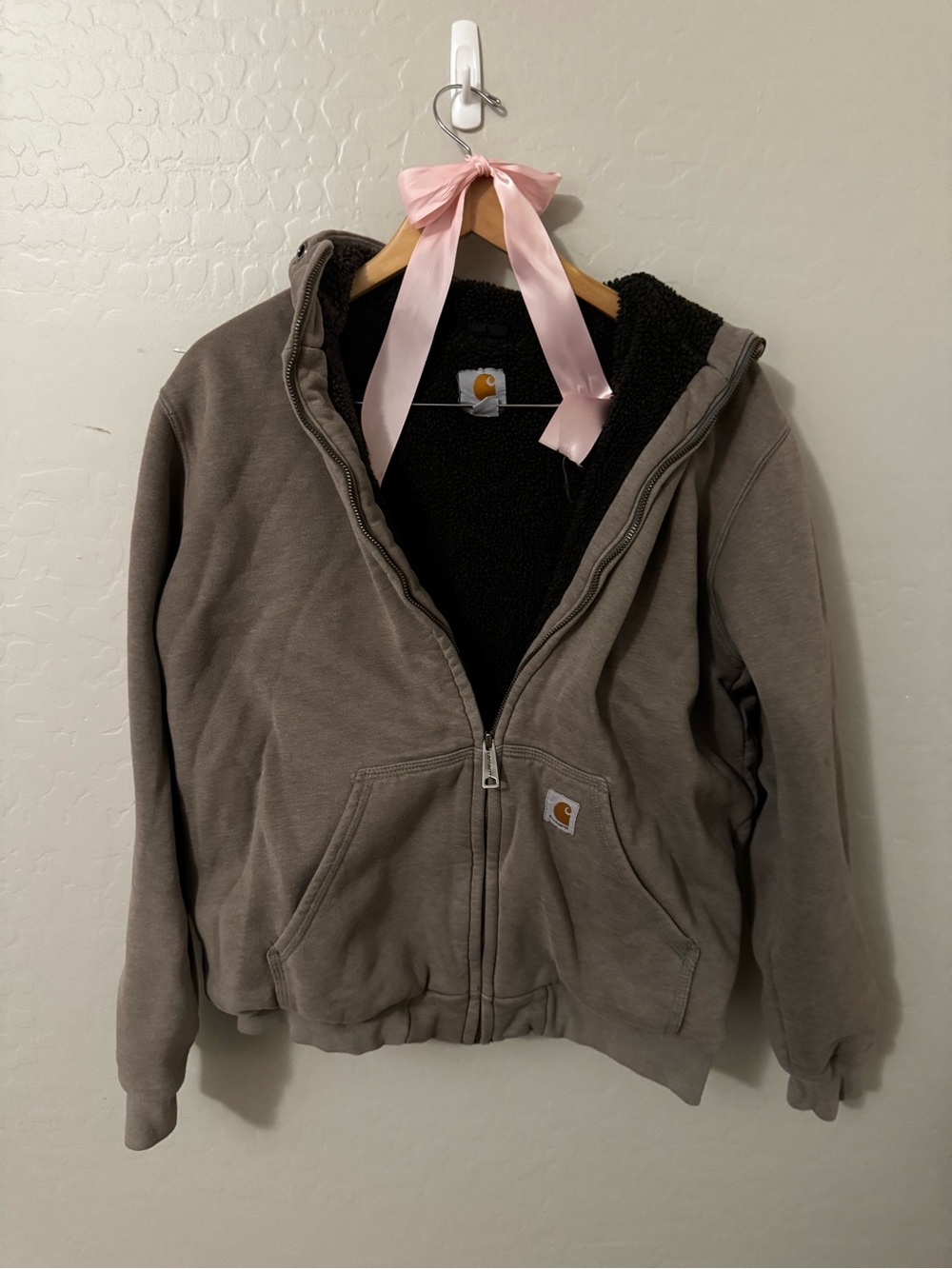 Carhartt Brown Zip-Up Sherpa-Lined Hoodie